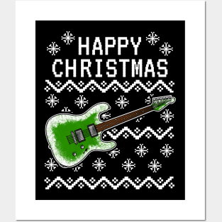 Electric Guitar Ugly Christmas Guitarist Musician Posters and Art